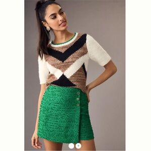 Anthropologie Maeve Graphic Shrunken Tee Sweater